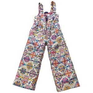 Obermeyer Kids Size 5 I-Grow Snow Bib Ski Pants Multi-Color Snowflake Print